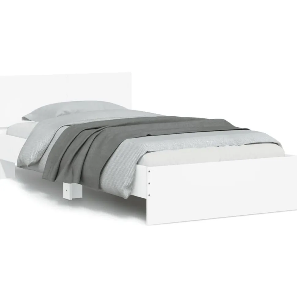 vidaXL Bedframe met hoofdbord en LED-verlichting wit 100x200 cm