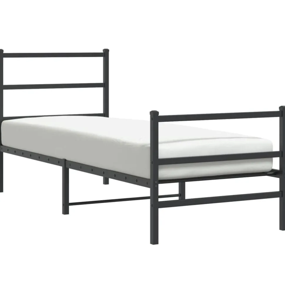 vidaXL Bedframe met hoofd- en voeteneindemetaal zwart 75x190 cm