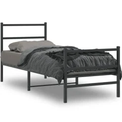 vidaXL Bedframe met hoofd- en voeteneindemetaal zwart 75x190 cm