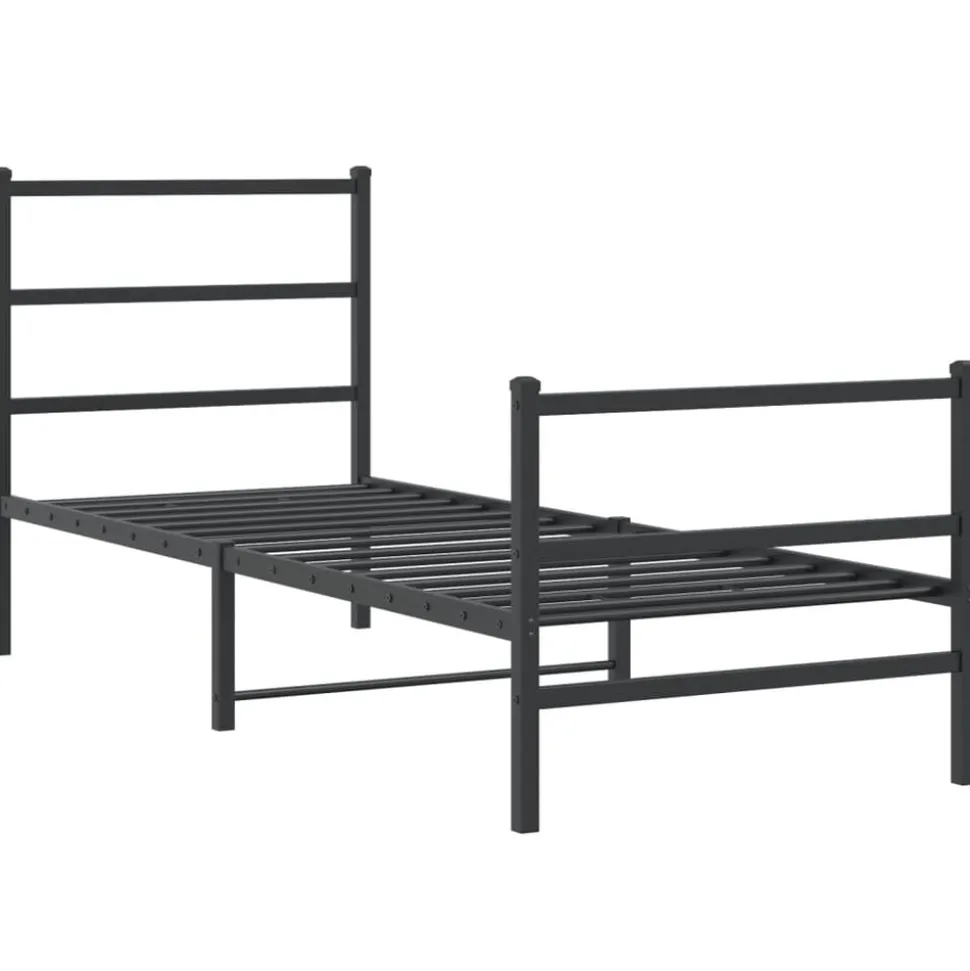 vidaXL Bedframe met hoofd- en voeteneindemetaal zwart 75x190 cm