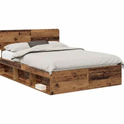 vidaXL Bedframe met hoofdeinde Oudhout 150 x 200 cm Massief grenenhout