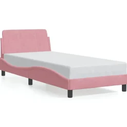 vidaXL Bedframe met hoofdeinde "Dover" 80x200 cm fluweel roze