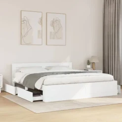 vidaXL Bedframe met hoofdeinde zonder matras 200x200 cm wit