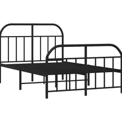 vidaXL Bedframe met hoofd- en voeteneinde metaal zwart 120x190 cm