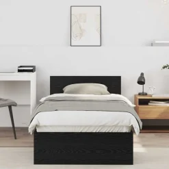 vidaXL Bedframe met hoofdeinde Zwart Eiken 90 x 200 cm Bewerkt hout