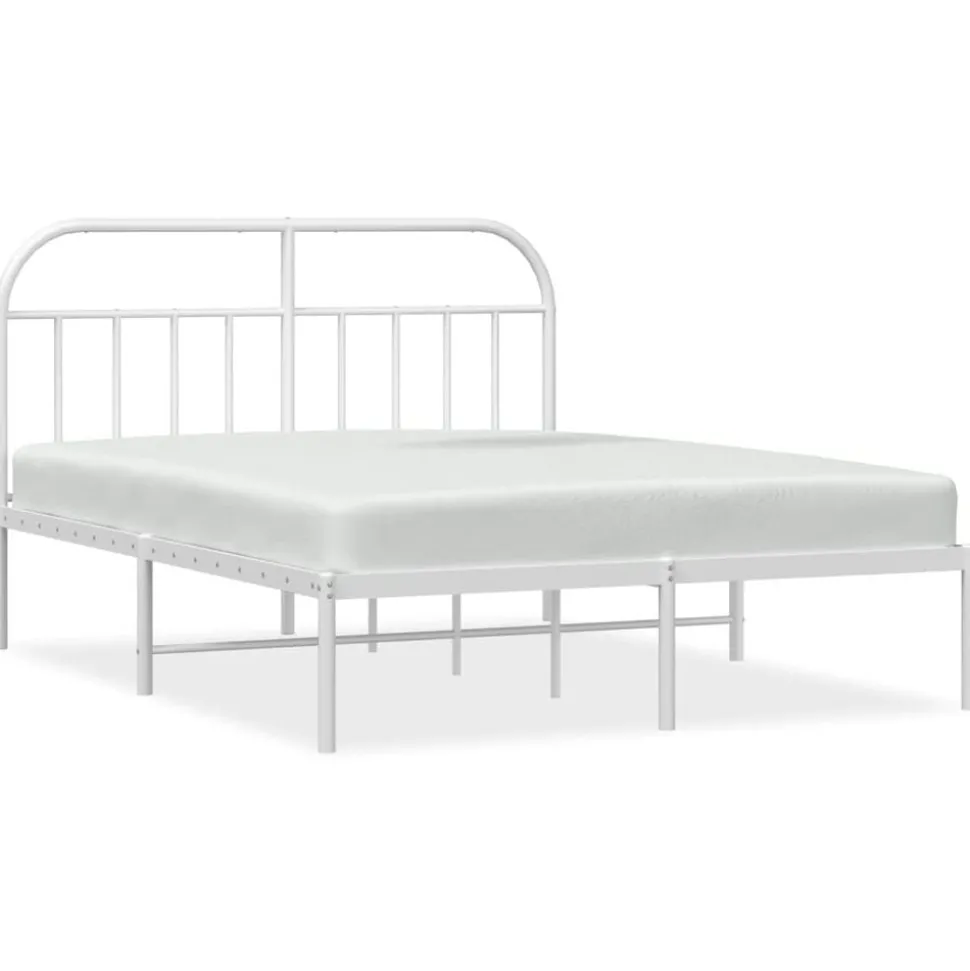 vidaXL Bedframe met hoofdbord metaal wit 140x200 cm