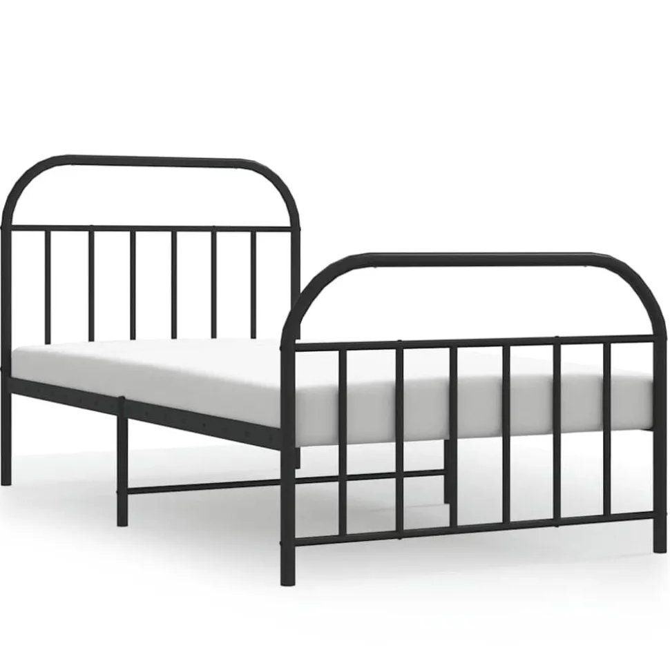 vidaXL Bedframe met hoofd- en voeteneinde metaal zwart 100x200 cm