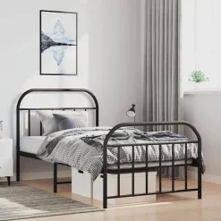 vidaXL Bedframe met hoofd- en voeteneinde metaal zwart 100x200 cm