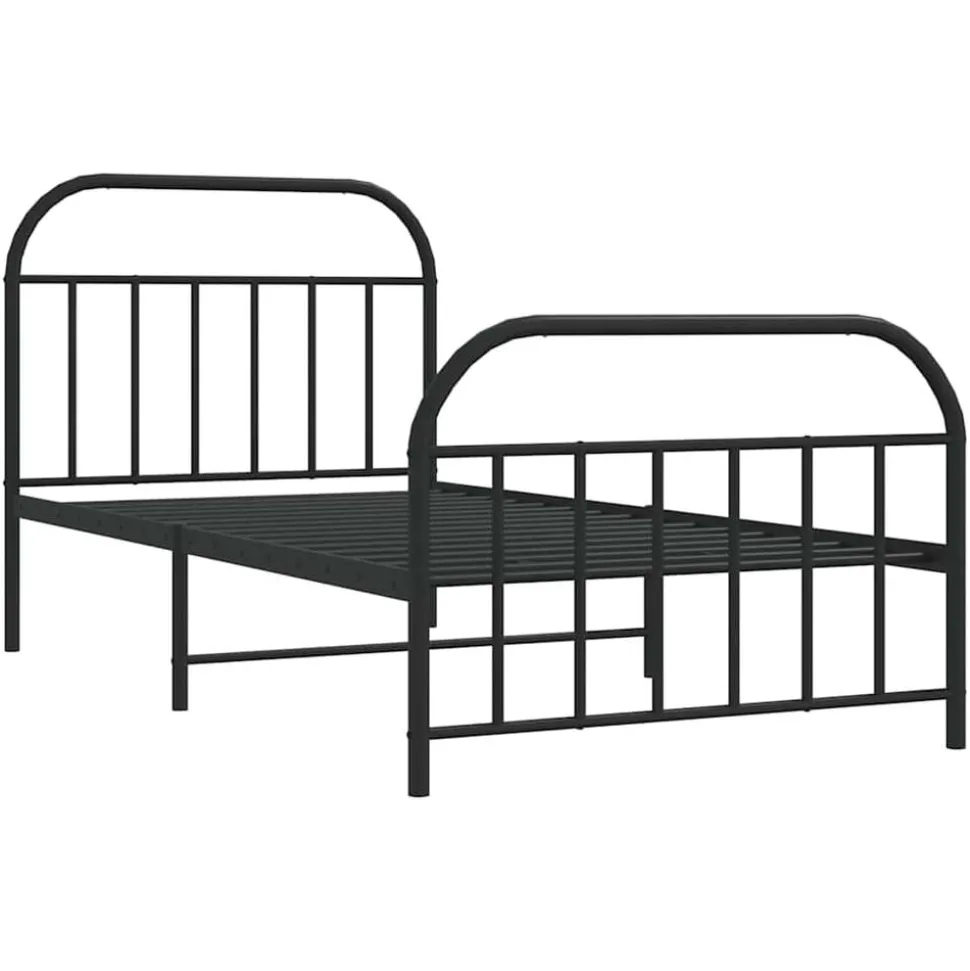 vidaXL Bedframe met hoofd- en voeteneinde metaal zwart 100x200 cm