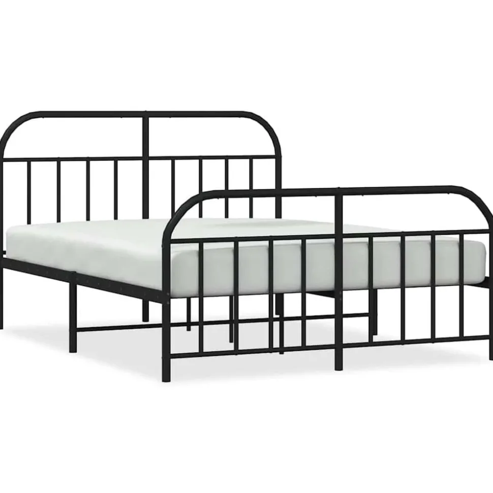 vidaXL Bedframe met hoofd- en voeteneinde metaal zwart 140x200 cm