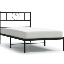 vidaXL Bedframe met hoofdbord metaal zwart 75x190 cm