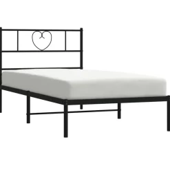 vidaXL Bedframe met hoofdbord metaal zwart 75x190 cm