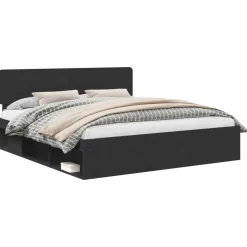 vidaXL Bedframe met hoofdeinde Zwart 200 x 200 cm Massief grenenhout