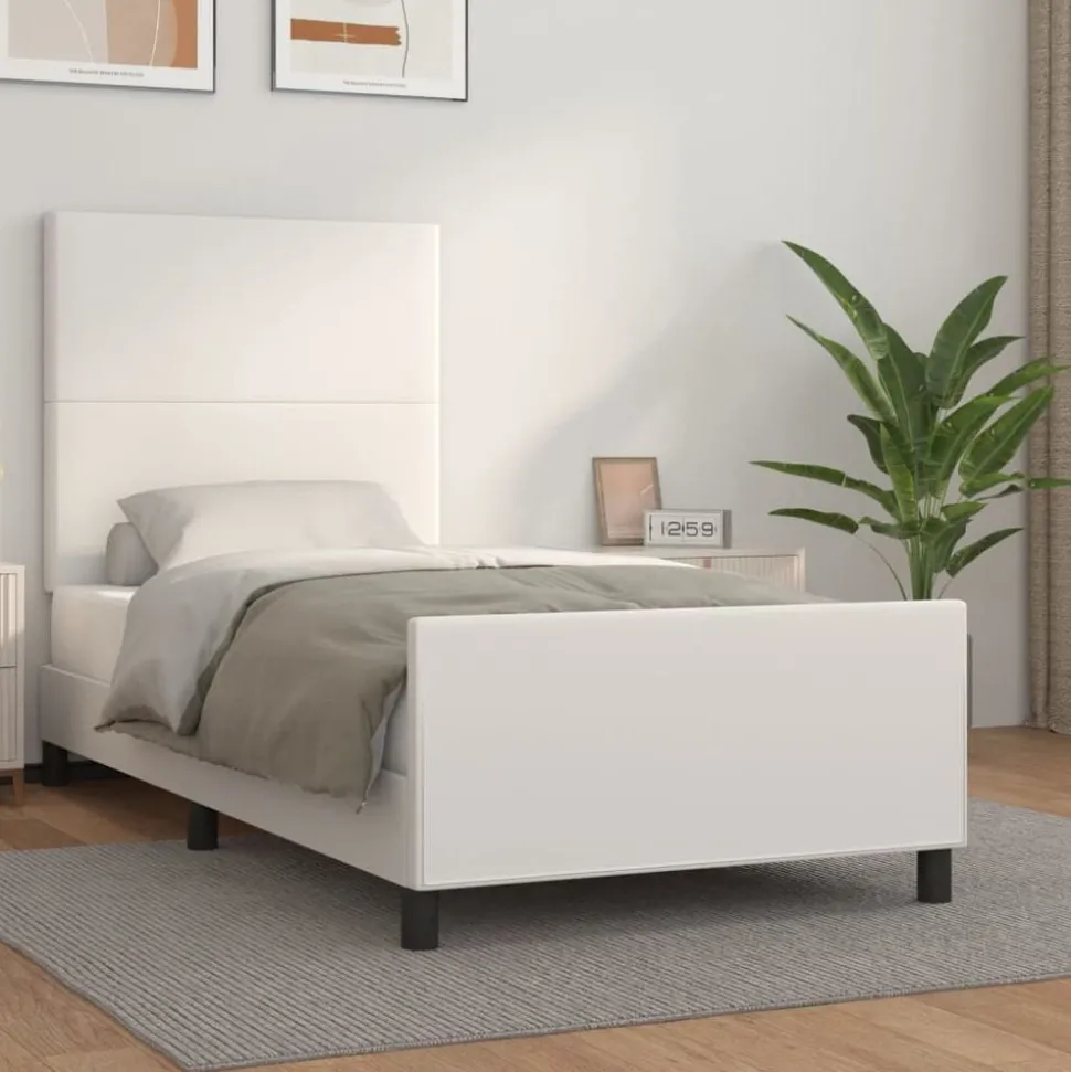 vidaXL Bedframe met hoofdbord kunstleer wit 80x200 cm