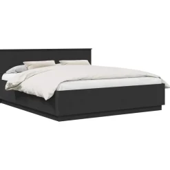 vidaXL Bedframe met hoofdeinde Zwart 200 x 200 cm Bewerkt hout