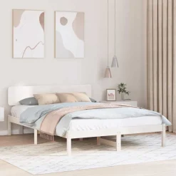 vidaXL Bedframe met hoofdeinde Wit 200 x 200 cm Massief grenenhout