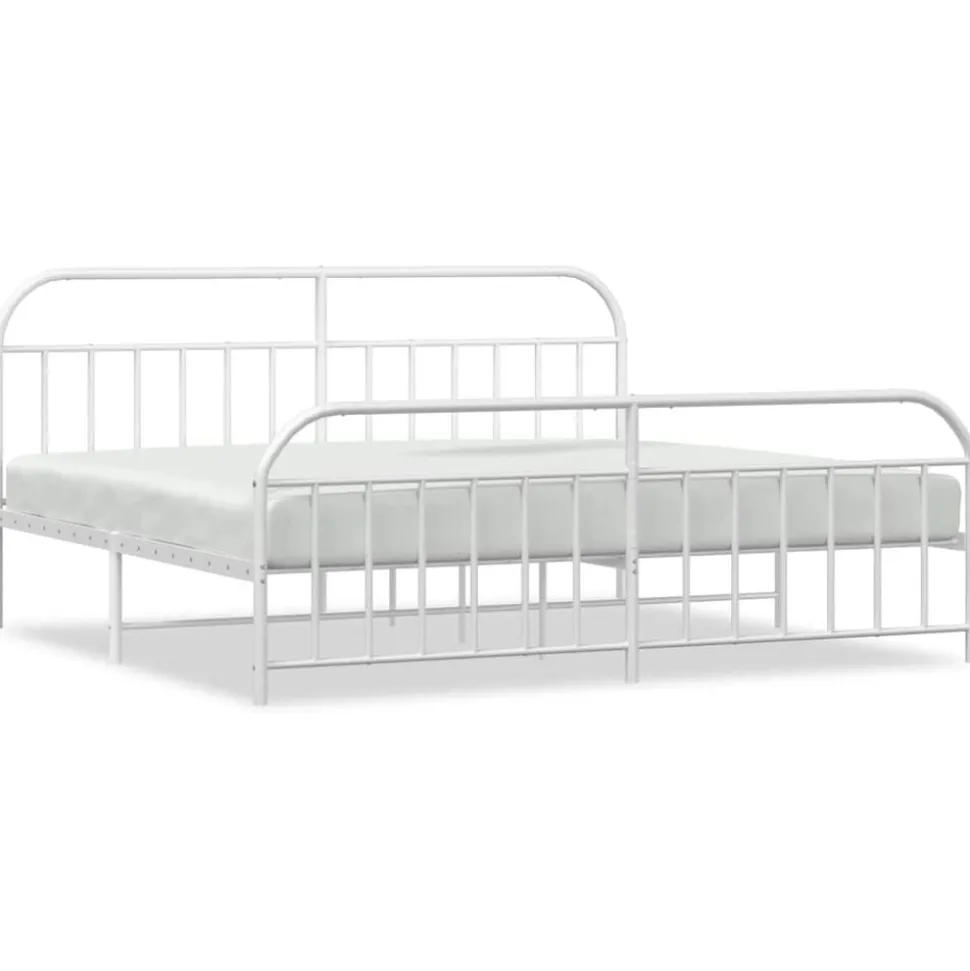 vidaXL Bedframe met hoofd- en voeteneinde metaal wit 200x200 cm