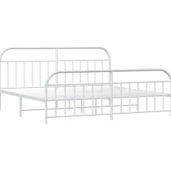 vidaXL Bedframe met hoofd- en voeteneinde metaal wit 200x200 cm