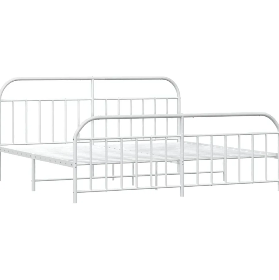 vidaXL Bedframe met hoofd- en voeteneinde metaal wit 200x200 cm