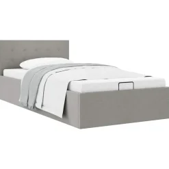 vidaXL Bedframe met hydraulische opslag stof lichtgrijs 90x200 cm