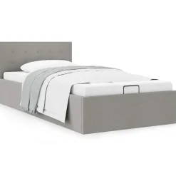 vidaXL Bedframe met hydraulische opslag stof lichtgrijs 90x200 cm