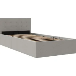 vidaXL Bedframe met hydraulische opslag stof lichtgrijs 90x200 cm