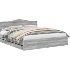 vidaXL Bedframe met lade Grijs Sonoma 200 x 200 cm Ingenieurshout