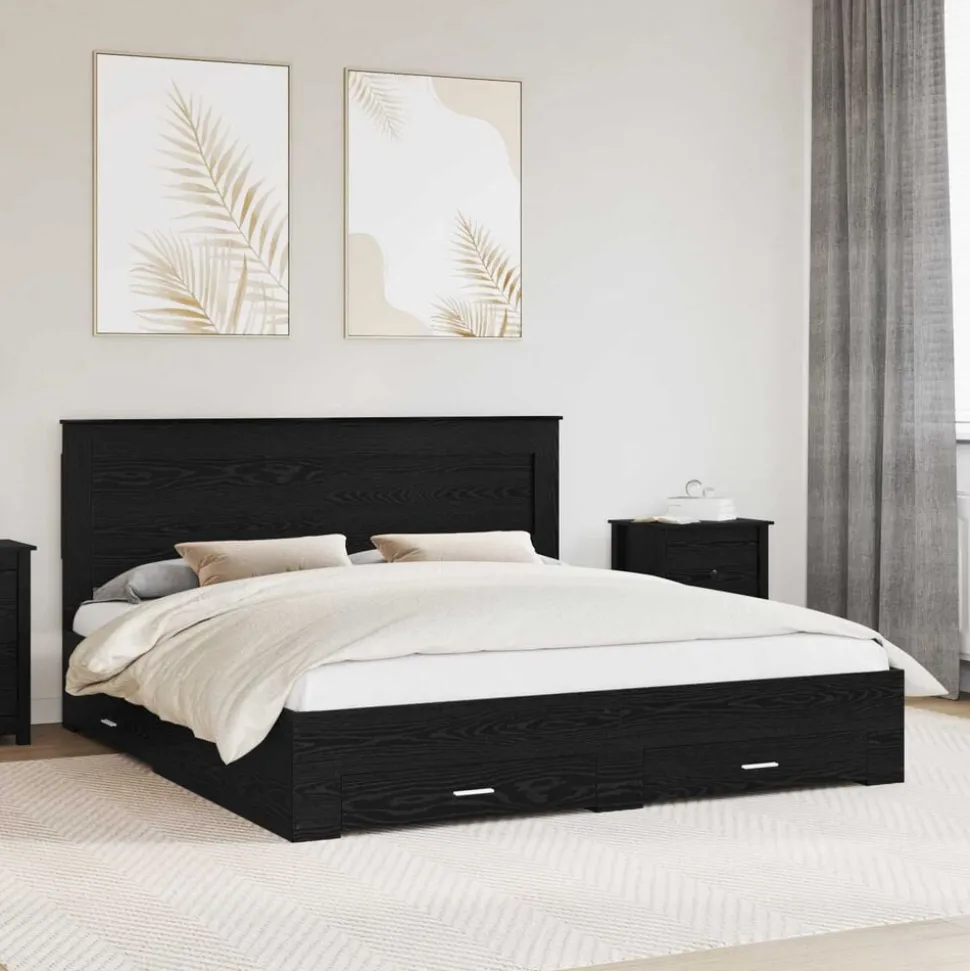 vidaXL Bedframe met lade met hoofdeinde met opslag Bewerkt hout