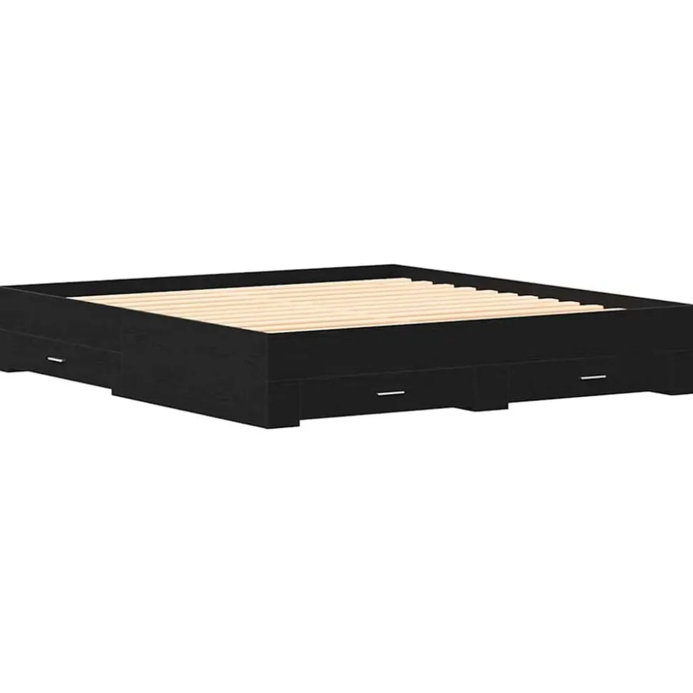 vidaXL Bedframe met lade Zwart Eiken 180 x 200 cm Bewerkt hout