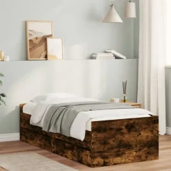 vidaXL Bedframe met lades gerookt eikenkleurig 100x200 cm
