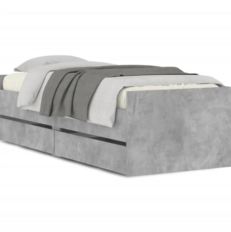 vidaXL Bedframe met lades betongrijs 100x200 cm