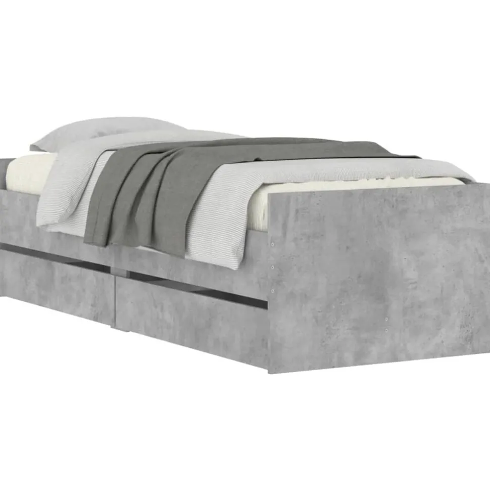 vidaXL Bedframe met lades betongrijs 100x200 cm