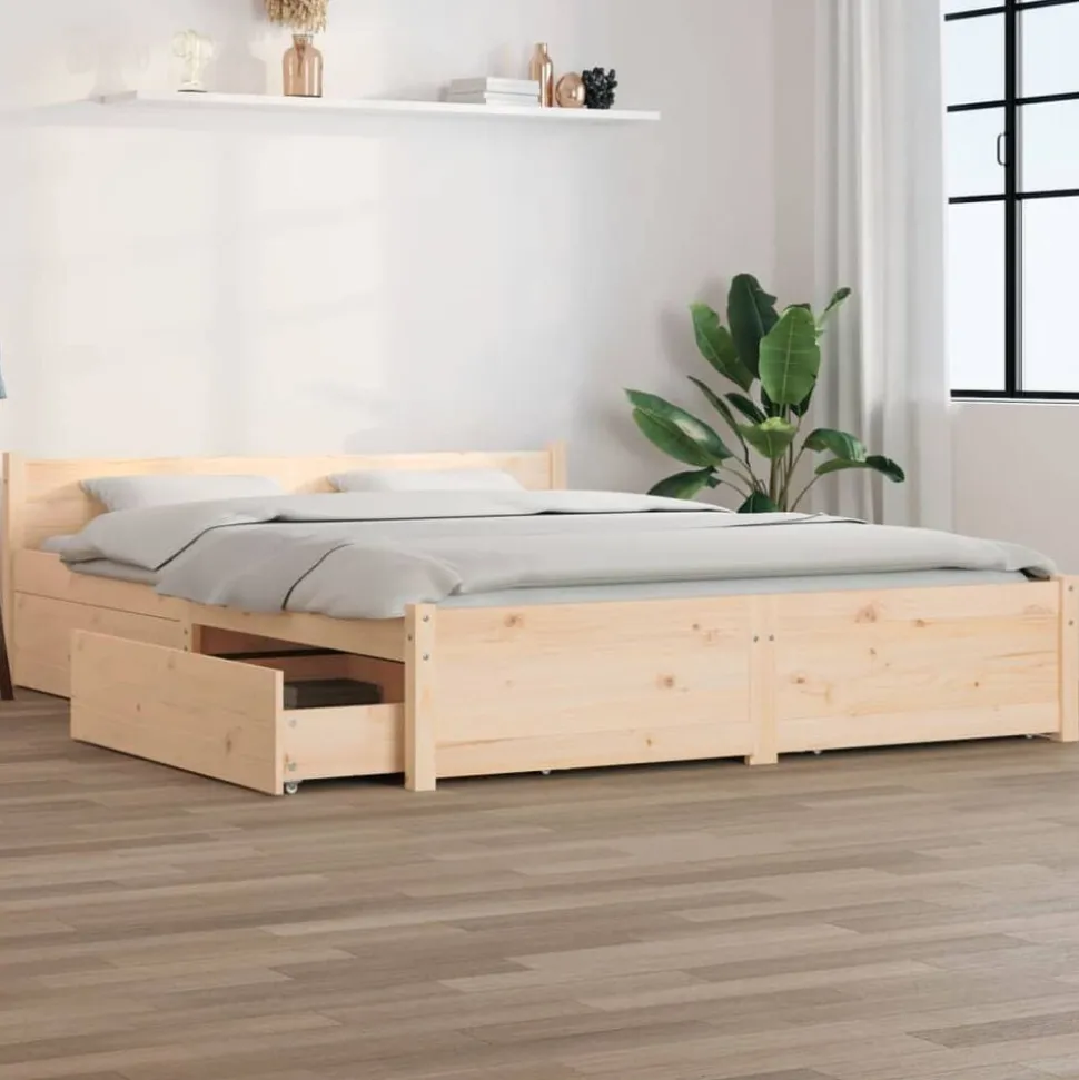 vidaXL Bedframe met lades wit 135x190 cm