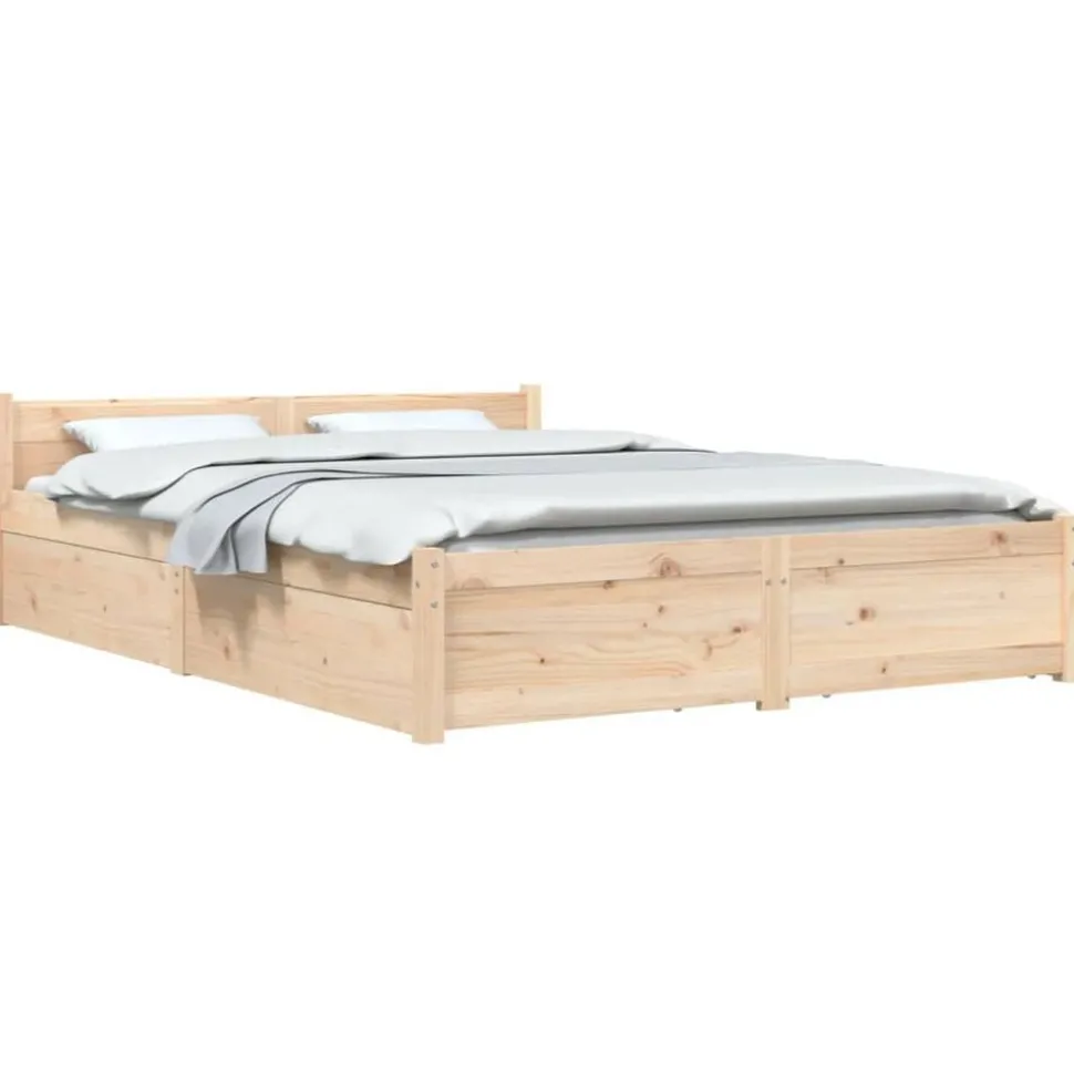 vidaXL Bedframe met lades wit 135x190 cm