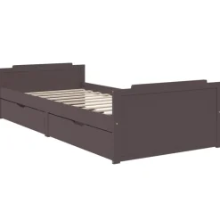 vidaXL Bedframe met lades massief grenenhout donkerbruin 90x200 cm