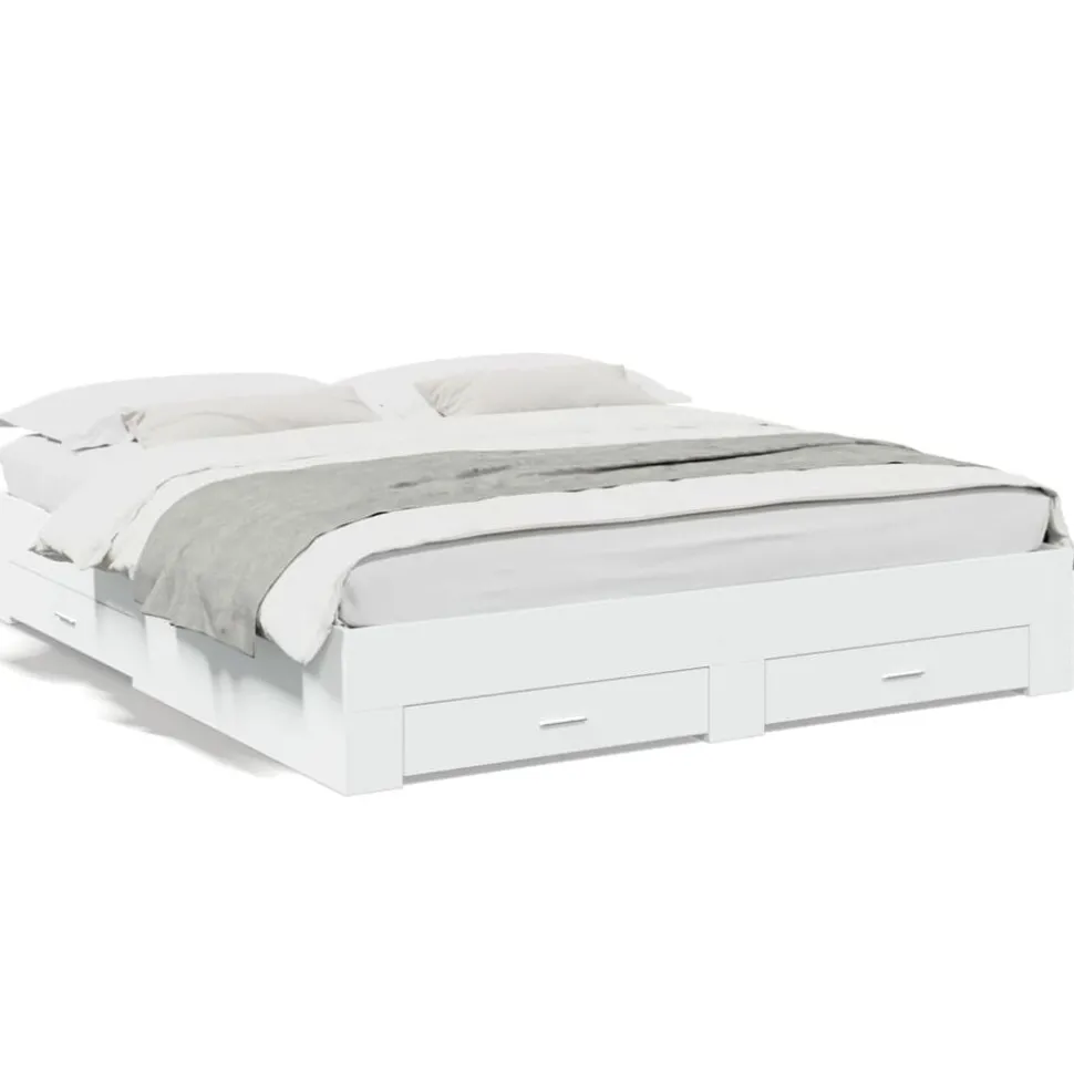 vidaXL Bedframe met lades bewerkt hout wit 200x200 cm