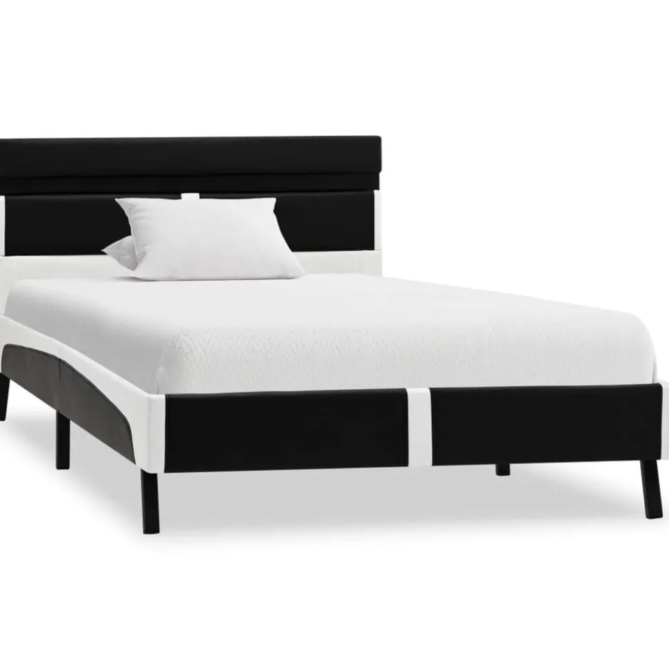 vidaXL Bedframe met LED kunstleer zwart 90x200 cm