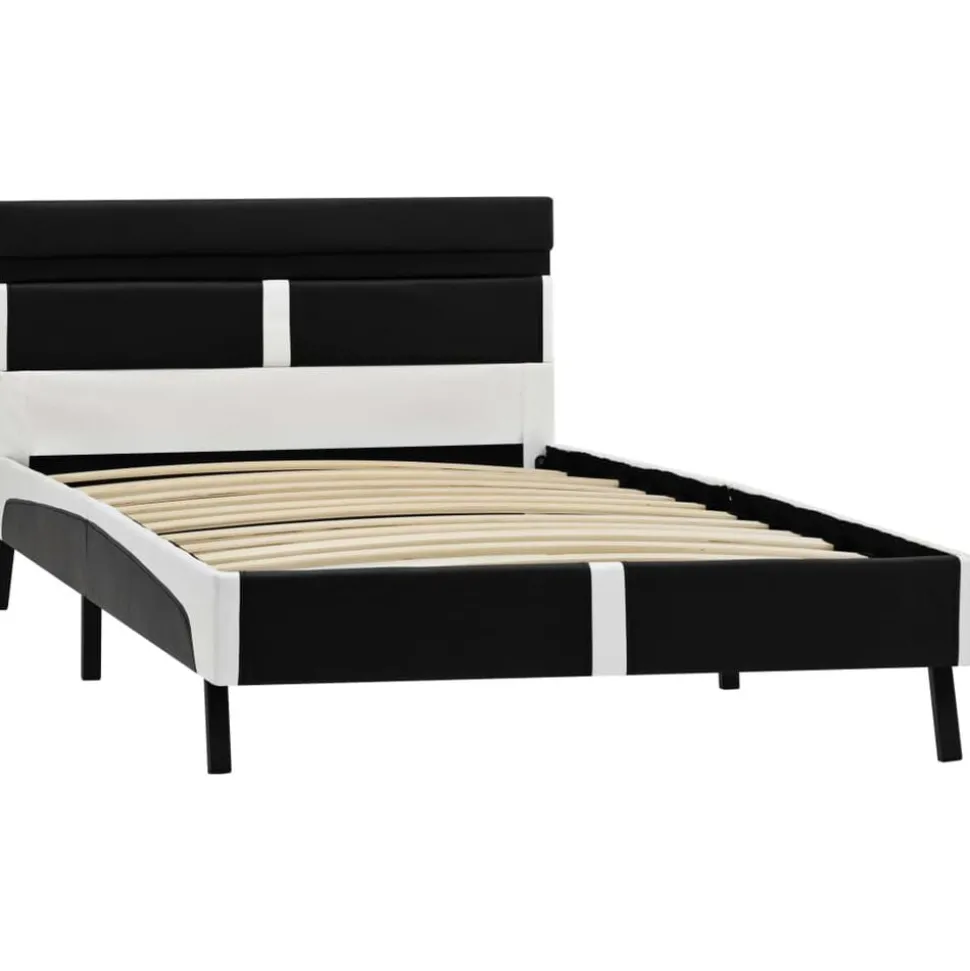 vidaXL Bedframe met LED kunstleer zwart 90x200 cm