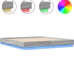 vidaXL Bedframe met LED-verlichting grijs sonoma eikenkleur 200x200 cm