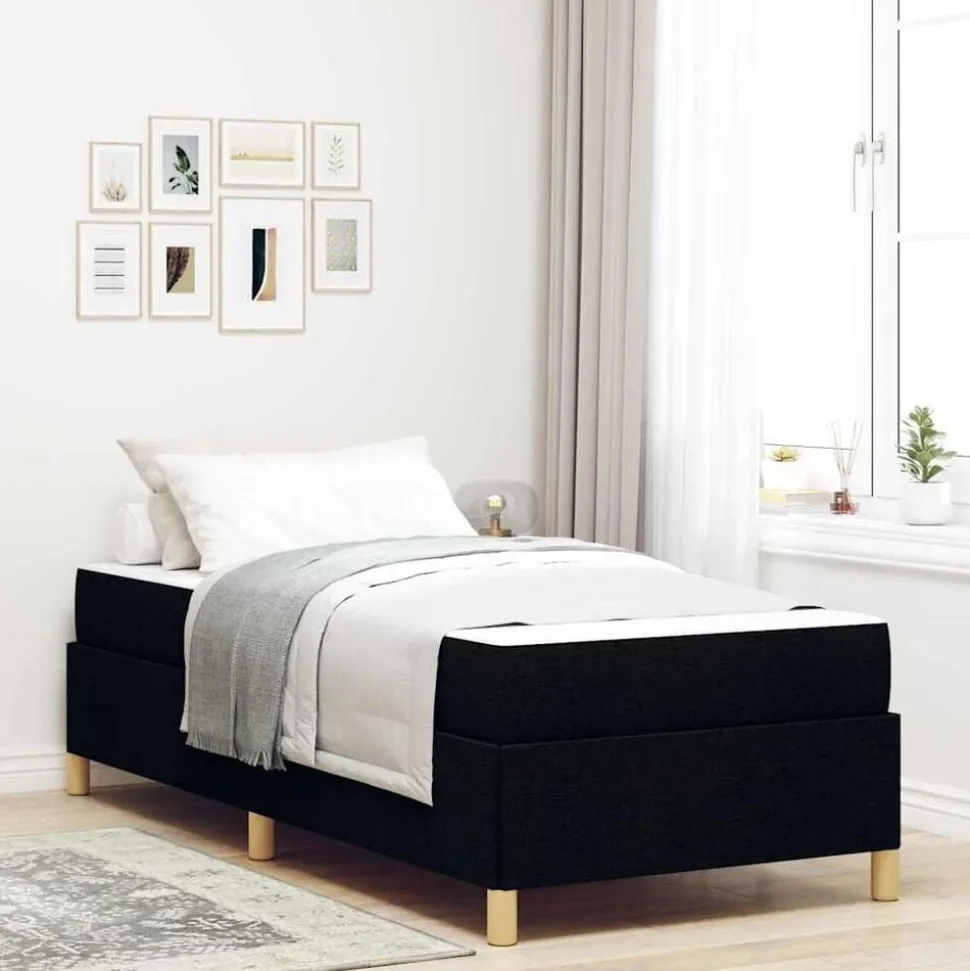 vidaXL Bedframe met matras Zwart 80 x 200 cm Stof