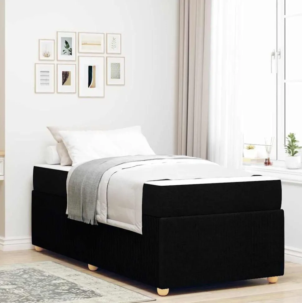 vidaXL Bedframe met matras Zwart 80 x 200 cm Stof