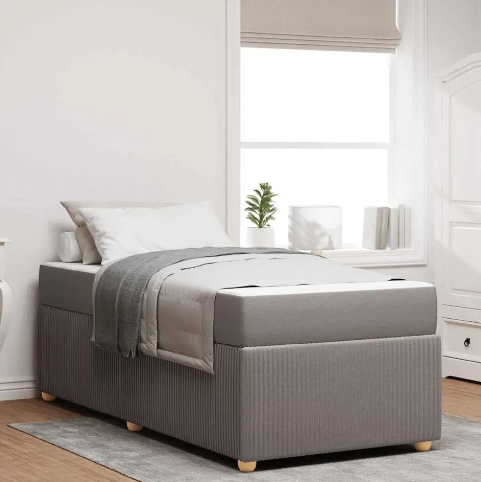 vidaXL Bedframe met matras Taupe 80 x 200 cm Stof
