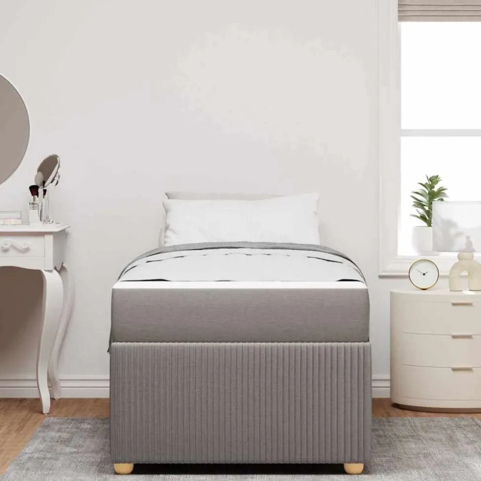 vidaXL Bedframe met matras Taupe 80 x 200 cm Stof