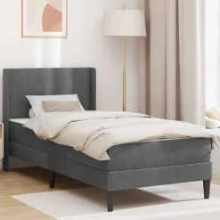 vidaXL Bedframe met matras met matras Donkergrijs 90 x 200 cm Fluweel