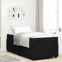 vidaXL Bedframe met matras Zwart 80 x 200 cm Stof