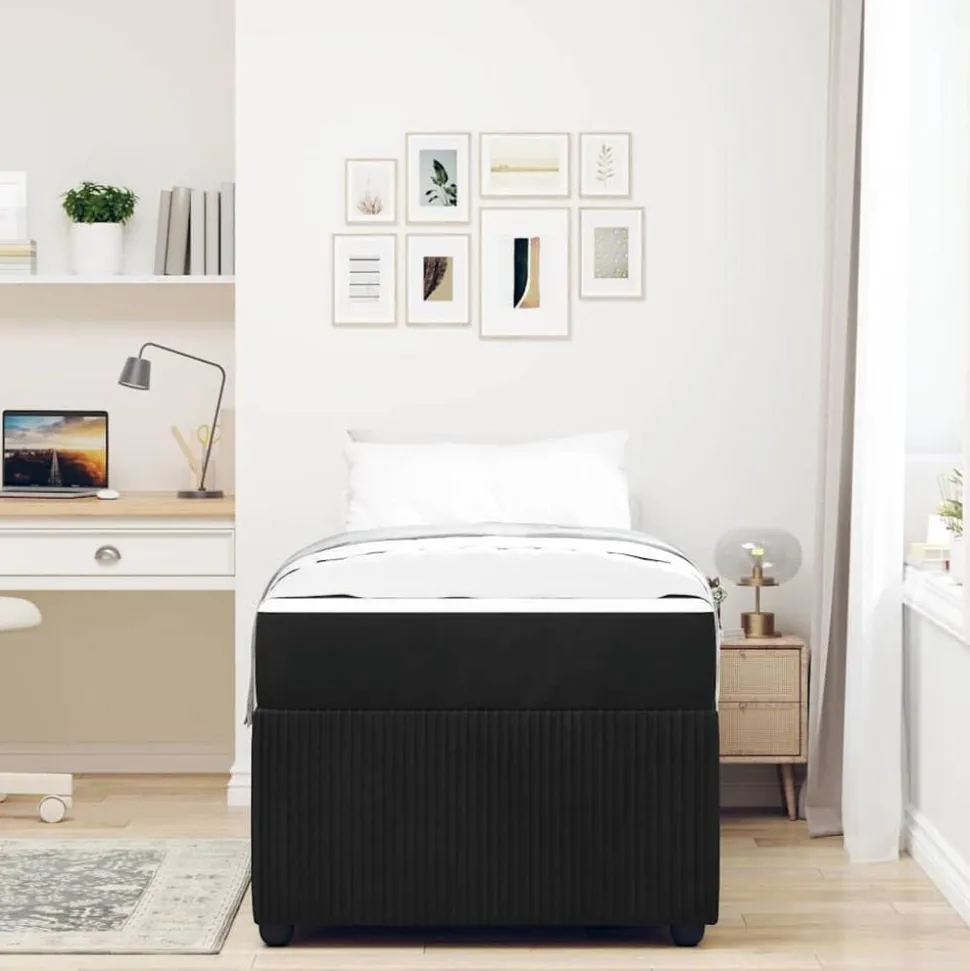 vidaXL Bedframe met matras Zwart 80 x 200 cm Stof