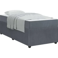 vidaXL Bedframe met matras Donkergrijs 80 x 200 cm Stof