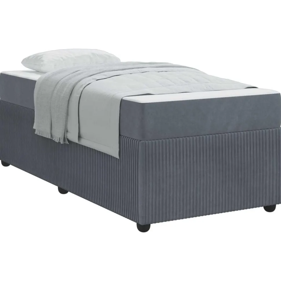 vidaXL Bedframe met matras Donkergrijs 80 x 200 cm Stof