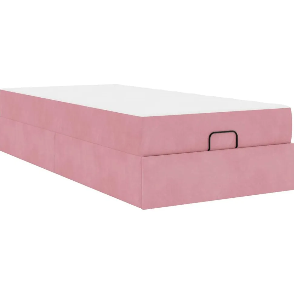 vidaXL Bedframe met matras 2 pcs Roze Fluweel