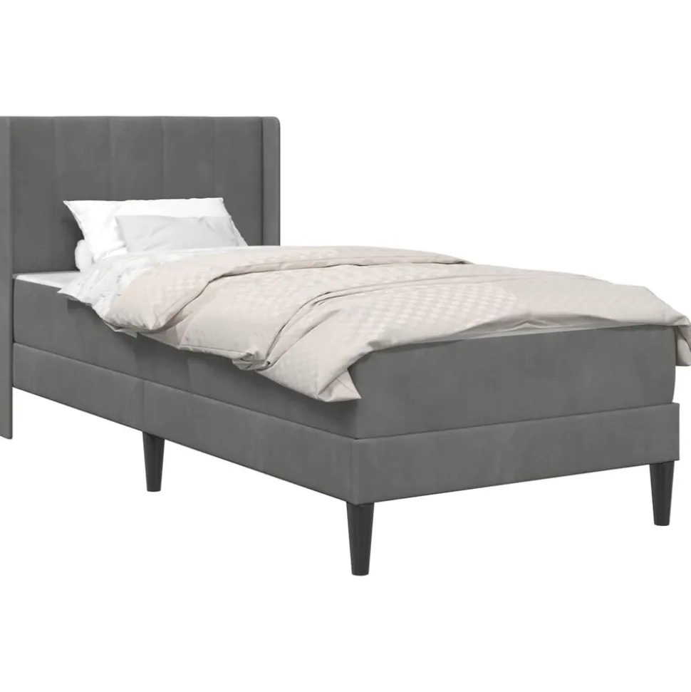 vidaXL Bedframe met matras Donkergrijs 80 x 200 cm Fluweel